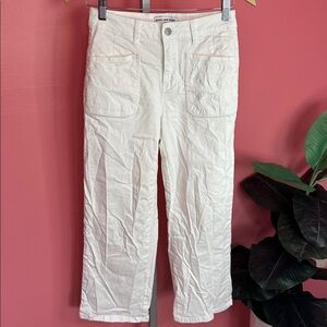 Marc New York Jeans White Cropped Wide Leg Pants Embroidered Floral Pockets